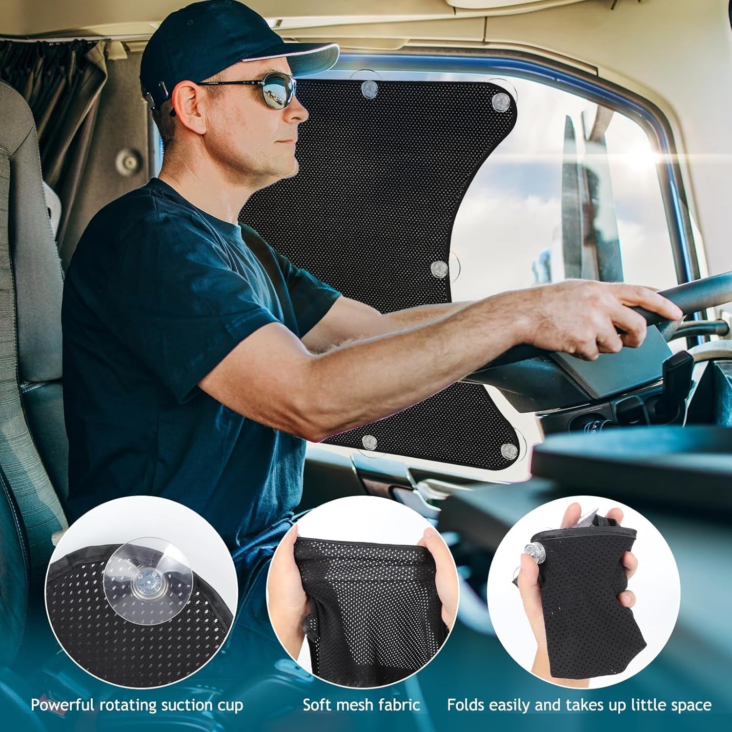 2Pcs Semi Trucks Window Shades with Suction Cups - Rush2Wait Travel Co.