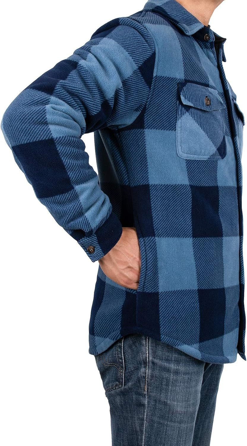 Men'S Warm Sherpa Lined Fleece Plaid Flannel Shirt Jacket(All Sherpa Fleece Lined) - Rush2Wait Travel Co.