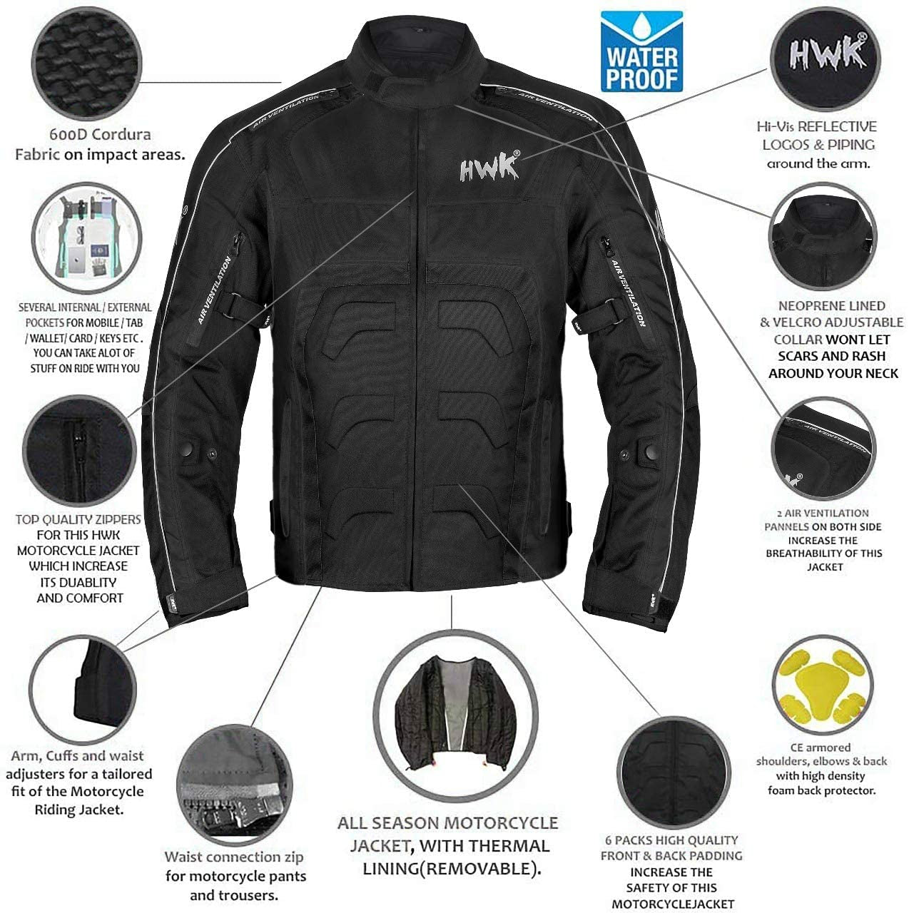 Spyder Motorcycle Jacket for Men with Weather Resistant Cordura Textile Fabric for Enduro Motocross Jacket - Rush2Wait Travel Co.